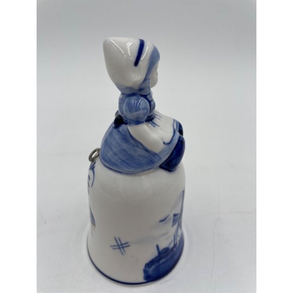 Vintage Handpainted Delfts Blue Ceramic Dutch Girl Bell Figurine - Picture 2 of 6